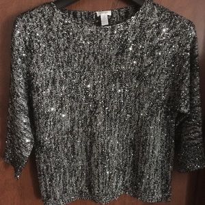 Chico’s Black and Silver Sequin Sweater